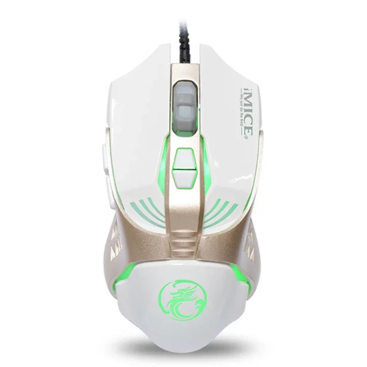 เมาส์เกมมิ่งมีสาย iMICE V5 USB 7 ปุ่ม 4000 DPI พร้อมไฟหลังสีสันสดใส สำหรับคอมพิวเตอร์ PC แล็ปท็อป, รุ่น V5 (สีขาว)