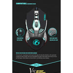 เมาส์เกมมิ่งมีสาย iMICE V5 USB 7 ปุ่ม 4000 DPI พร้อมไฟหลังสีสันสดใส สำหรับคอมพิวเตอร์ PC แล็ปท็อป, รุ่น V5 (สีขาว)