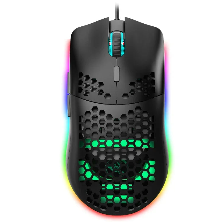 เมาส์เกมมิ่งมีสาย HXSJ J900 6 ปุ่ม ไฟ RGB โปรแกรมได้ (สีขาว), J900(สีดำ), J900(สีขาว)