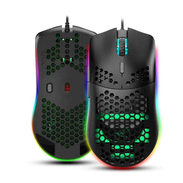 เมาส์เกมมิ่งมีสาย HXSJ J900 6 ปุ่ม ไฟ RGB โปรแกรมได้ (สีขาว), J900(สีดำ), J900(สีขาว)