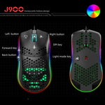 เมาส์เกมมิ่งมีสาย HXSJ J900 6 ปุ่ม ไฟ RGB โปรแกรมได้ (สีขาว), J900(สีดำ), J900(สีขาว)