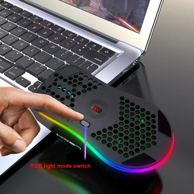เมาส์เกมมิ่งมีสาย HXSJ J900 6 ปุ่ม ไฟ RGB โปรแกรมได้ (สีขาว), J900(สีดำ), J900(สีขาว)