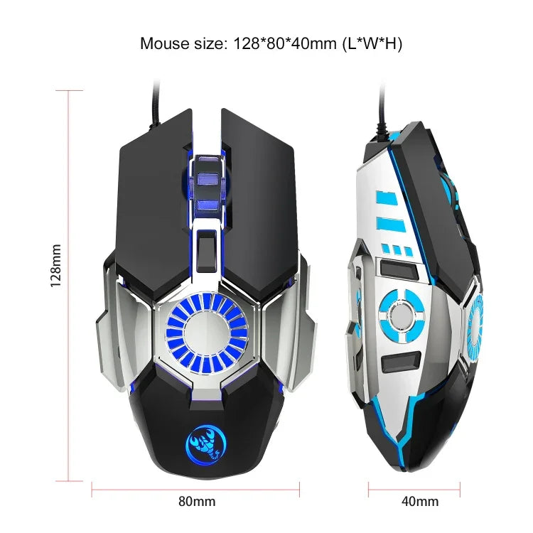 HXSJ J700 เมาส์เกมมิ่งมีสาย E-sports พร้อมไฟสีสันโปรแกรมได้, รุ่น J700