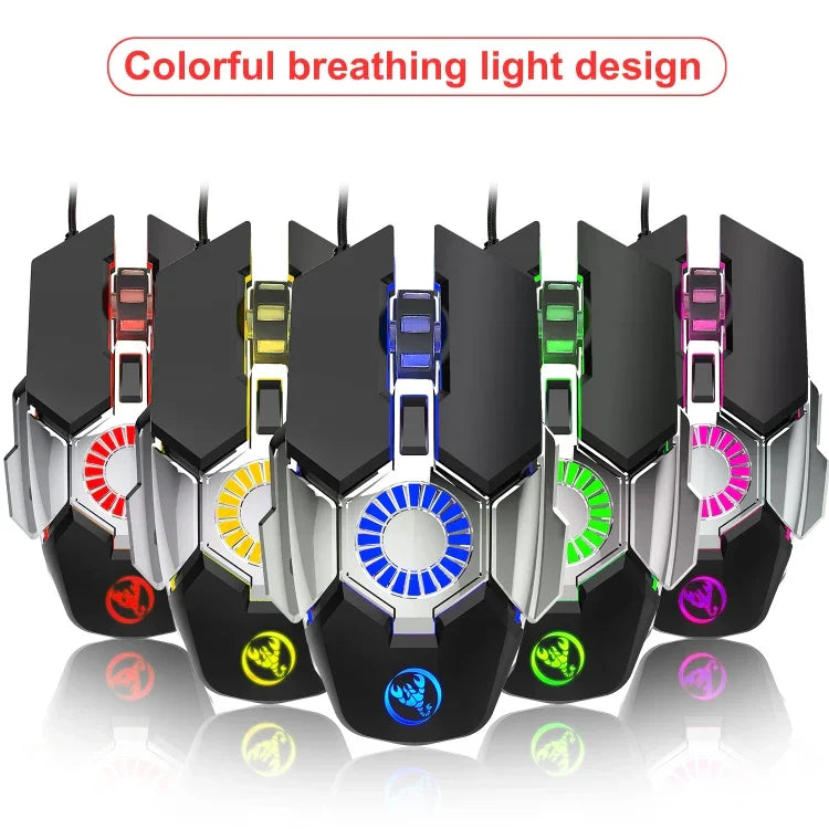 HXSJ J700 เมาส์เกมมิ่งมีสาย E-sports พร้อมไฟสีสันโปรแกรมได้, รุ่น J700