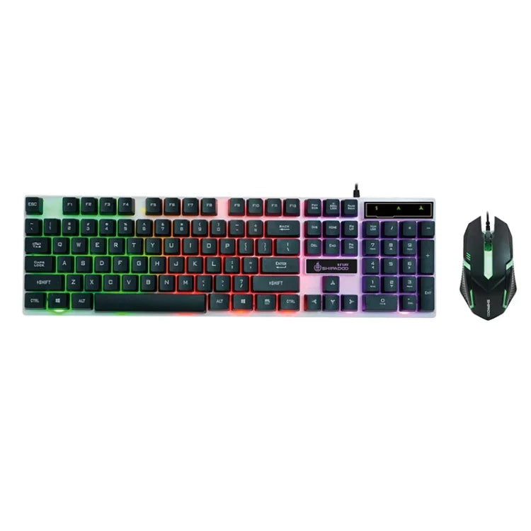 ชุดคีย์บอร์ด SHIPADOO D280 แบบกลไกมีสายพร้อมไฟ RGB และเมาส์ 3D คูล สำหรับแล็ปท็อป, พีซี, ไฟ RGB