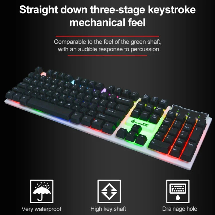 ชุดคีย์บอร์ด SHIPADOO D280 แบบกลไกมีสายพร้อมไฟ RGB และเมาส์ 3D คูล สำหรับแล็ปท็อป, พีซี, ไฟ RGB