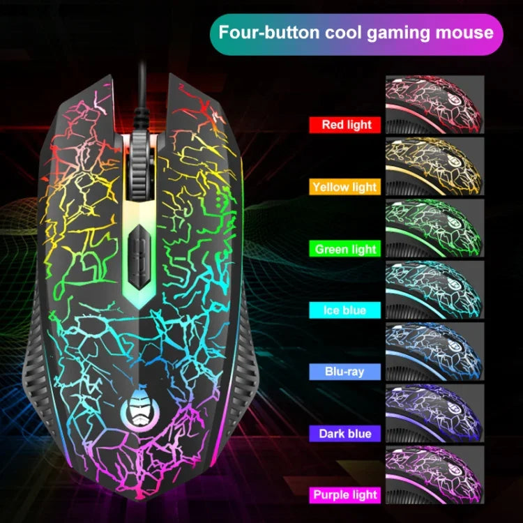 ชุดคีย์บอร์ดเกมมิ่ง SHIPADOO D620 104 ปุ่ม มีสาย พร้อมไฟ RGB สีแตก และเมาส์ สำหรับแล็ปท็อป, พีซี