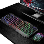 ชุดคีย์บอร์ดเกมมิ่ง SHIPADOO D620 104 ปุ่ม มีสาย พร้อมไฟ RGB สีแตก และเมาส์ สำหรับแล็ปท็อป, พีซี