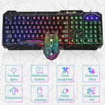 ชุดคีย์บอร์ดเกมมิ่ง SHIPADOO D620 104 ปุ่ม มีสาย พร้อมไฟ RGB สีแตก และเมาส์ สำหรับแล็ปท็อป, พีซี