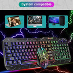 ชุดคีย์บอร์ดเกมมิ่ง SHIPADOO D620 104 ปุ่ม มีสาย พร้อมไฟ RGB สีแตก และเมาส์ สำหรับแล็ปท็อป, พีซี