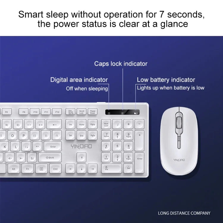ชุดคีย์บอร์ดและเมาส์ไร้สายสำนักงานธุรกิจ YINDIAO V3 Max แบบเงียบ
