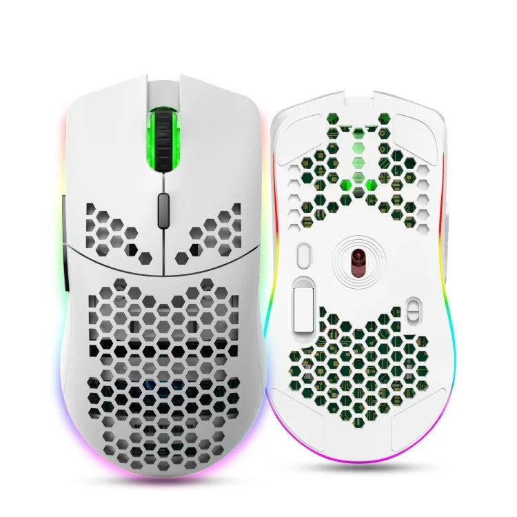 HXSJ T66 เมาส์เกมมิ่งไร้สาย 7 ปุ่ม พร้อมไฟสีสันโปรแกรมได้ รุ่น T66 (สีขาว)