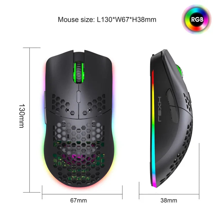 HXSJ T66 เมาส์เกมมิ่งไร้สาย 7 ปุ่ม พร้อมไฟสีสันโปรแกรมได้ รุ่น T66 (สีขาว)