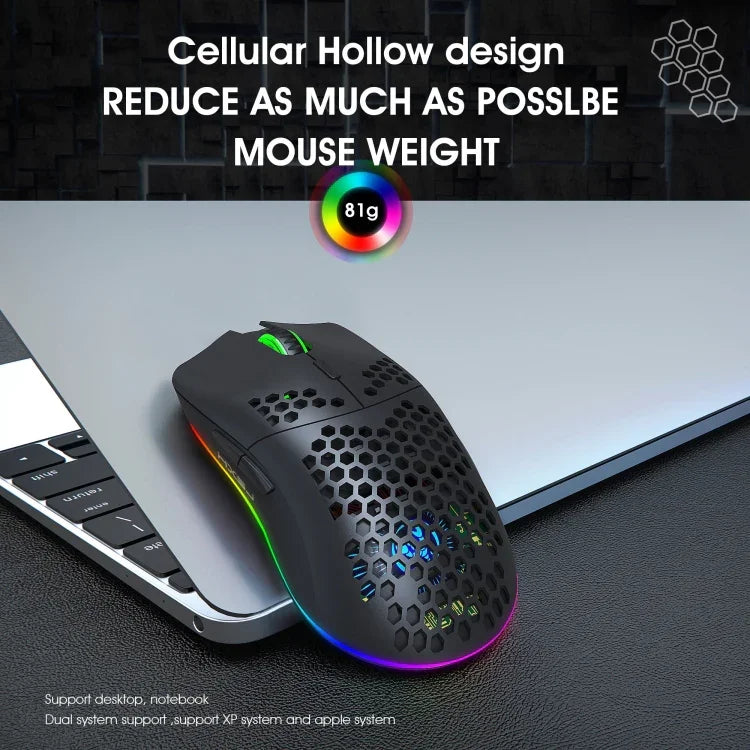 HXSJ T66 เมาส์เกมมิ่งไร้สาย 7 ปุ่ม พร้อมไฟสีสันโปรแกรมได้ รุ่น T66 (สีขาว)