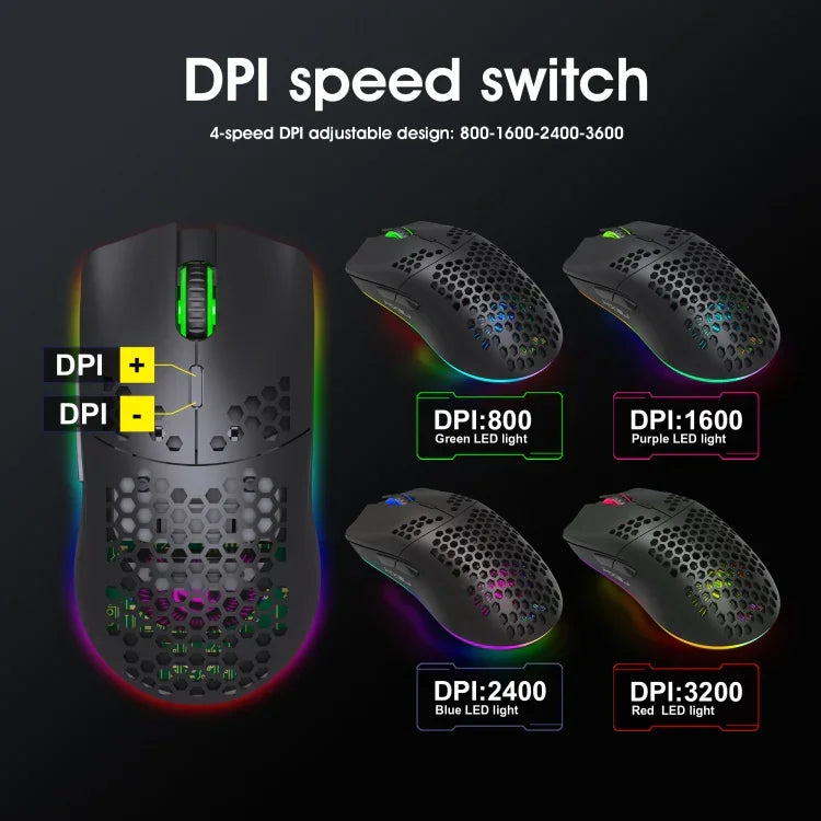 HXSJ T66 เมาส์เกมมิ่งไร้สาย 7 ปุ่ม พร้อมไฟสีสันโปรแกรมได้ รุ่น T66 (สีขาว)