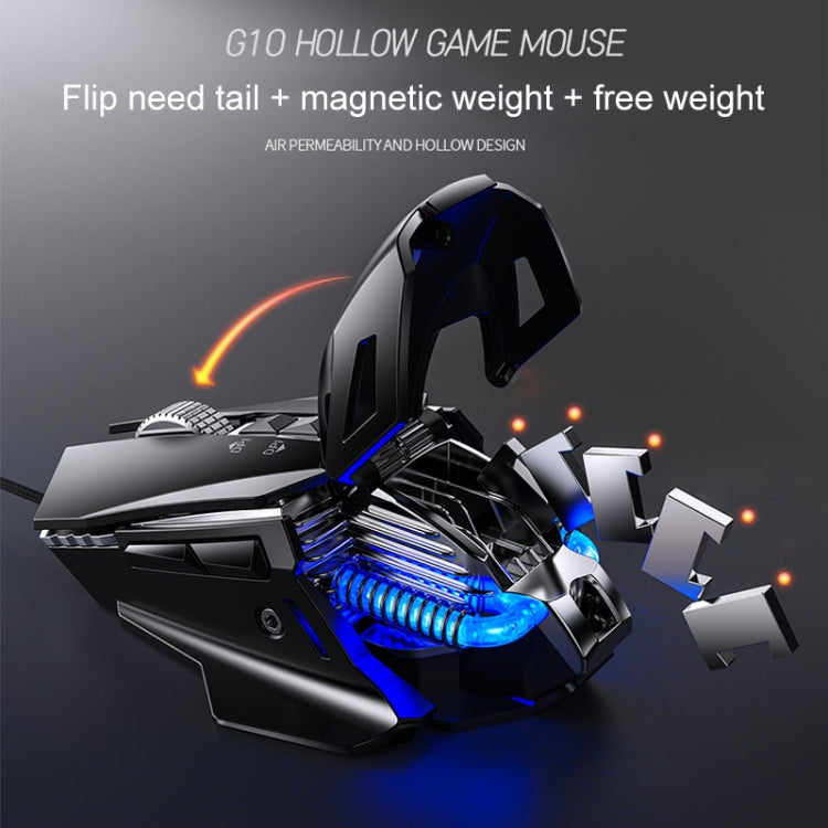 YINDIAO G10 เมาส์เกมมิ่งกลไกโลหะมีสาย 7 ปุ่ม ปรับได้ 7 โหมด 7200DPI พร้อมไฟ RGB รุ่นเวอร์ชันเสียง