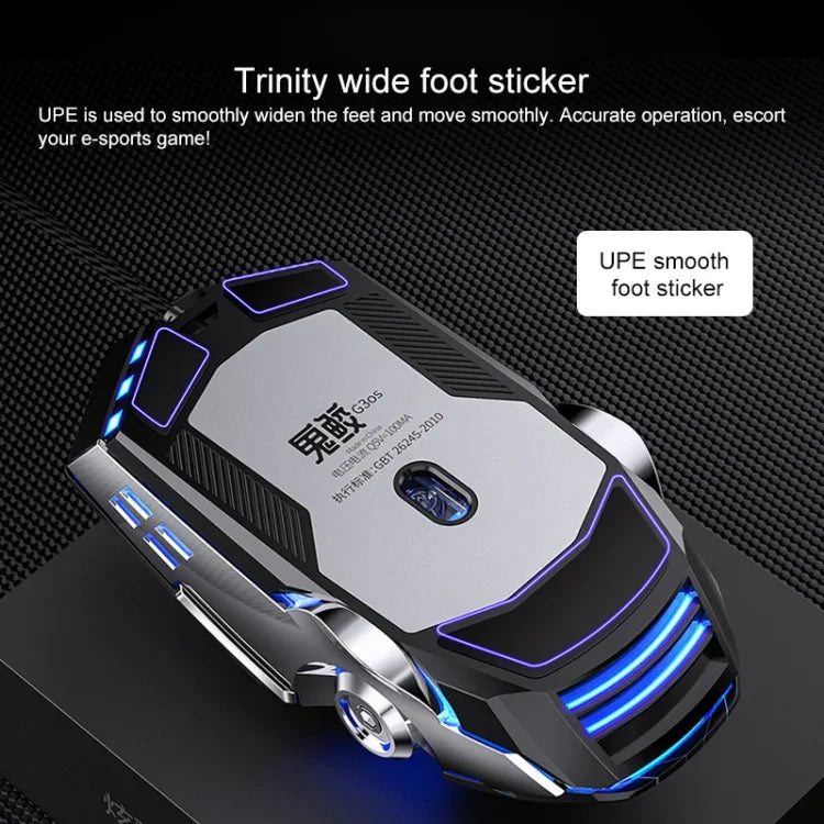 YINDIAO เมาส์เกมมิ่งกลไกมีสาย 7 ปุ่ม ปรับได้ 4 โหมด 3200DPI พร้อมไฟ RGB รุ่นเวอร์ชันเงียบ