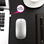 เมาส์ไร้สาย HXSJ M90 2.4GHz บางเฉียบ ชาร์จได้ แบบเงียบ สองโหมด Bluetooth สำหรับโน้ตบุ๊กและพีซี