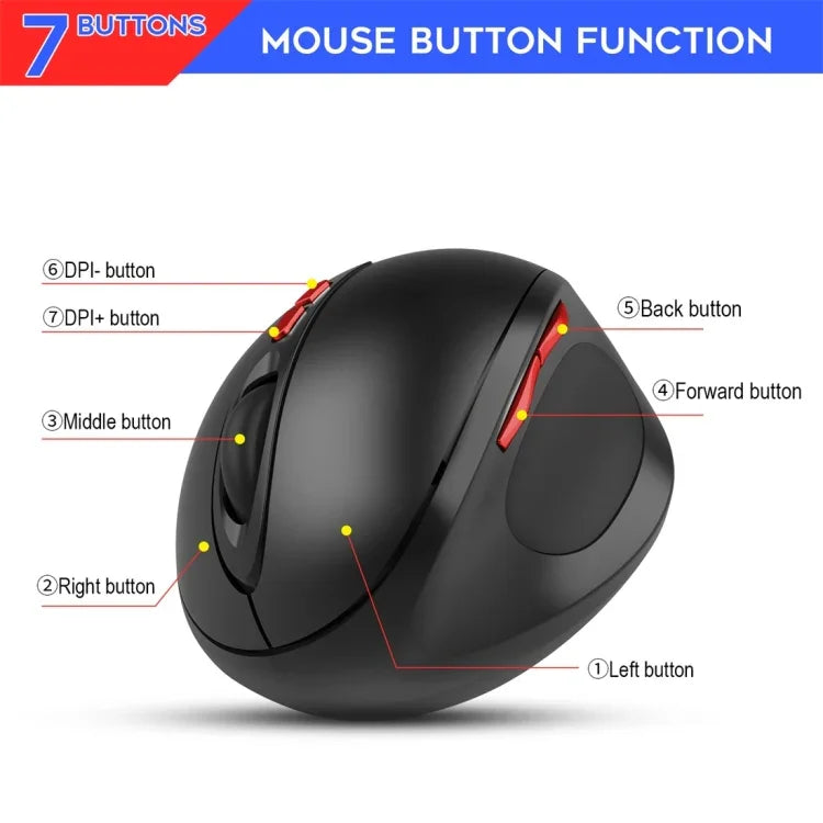 เมาส์ไร้สาย HXSJ T33 2.4GHz แบบออปติคอล ดีไซน์ตามหลักสรีรศาสตร์ สำหรับโน้ตบุ๊กและพีซี