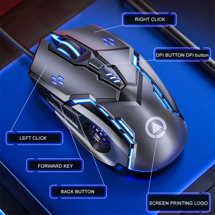 เมาส์เกมมิ่งมีสาย YINDIAO G5 3200DPI ปรับได้ 4 โหมด 6 ปุ่ม ไฟ RGB แบบเงียบ รุ่น G5 สีดำ รุ่น G5 สีขาว