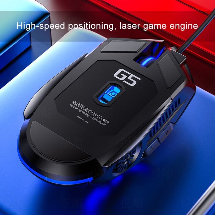 เมาส์เกมมิ่งมีสาย YINDIAO G5 3200DPI ปรับได้ 4 โหมด 6 ปุ่ม ไฟ RGB รุ่น G5 สีดำ รุ่น G5 สีขาว