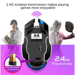 เมาส์เกมมิ่งไร้สายชาร์จได้ YINDIAO A4 2.4GHz 1600DPI ปรับได้ 3 โหมด สีเทาเงิน สีดำเงิน
