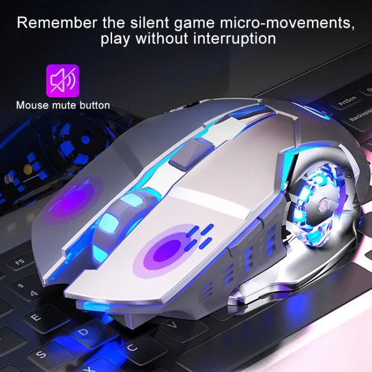 เมาส์เกมมิ่งไร้สายชาร์จได้ YINDIAO A4 2.4GHz 1600DPI ปรับได้ 3 โหมด สีเทาเงิน สีดำเงิน