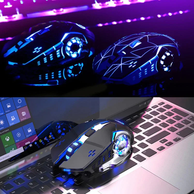 เมาส์เกมมิ่งไร้สายชาร์จได้ YINDIAO A4 2.4GHz 1600DPI ปรับได้ 3 โหมด สีเทาเงิน สีดำเงิน