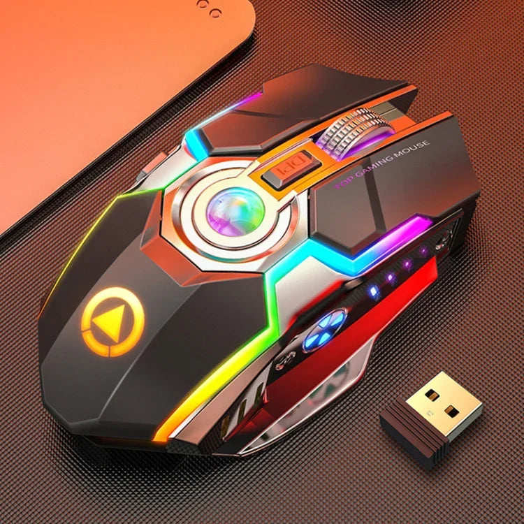 เมาส์เกมมิ่งไร้สายชาร์จได้ YINDIAO A5 2.4GHz 1600DPI ปรับได้ 3 โหมด ไฟ RGB แบบเงียบ
