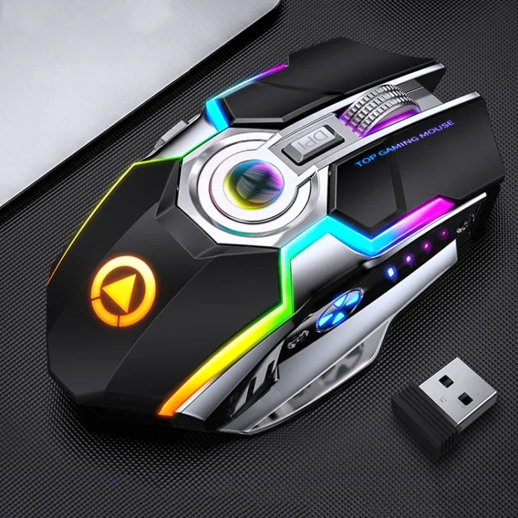 เมาส์เกมมิ่งไร้สายชาร์จได้ YINDIAO A5 2.4GHz 1600DPI ปรับได้ 3 โหมด ไฟ RGB แบบเงียบ