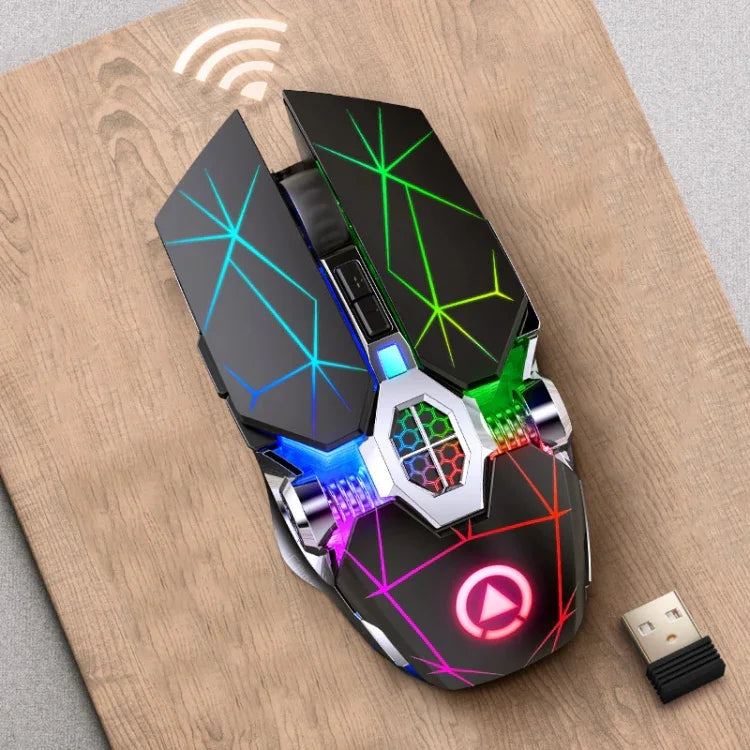 เมาส์เกมมิ่งไร้สายชาร์จได้ YINDIAO A7 2.4GHz 1600DPI ปรับได้ 3 โหมด 7 ปุ่ม ไฟ RGB แบบเงียบ