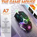 เมาส์เกมมิ่งไร้สายชาร์จได้ YINDIAO A7 2.4GHz 1600DPI ปรับได้ 3 โหมด 7 ปุ่ม ไฟ RGB แบบเงียบ