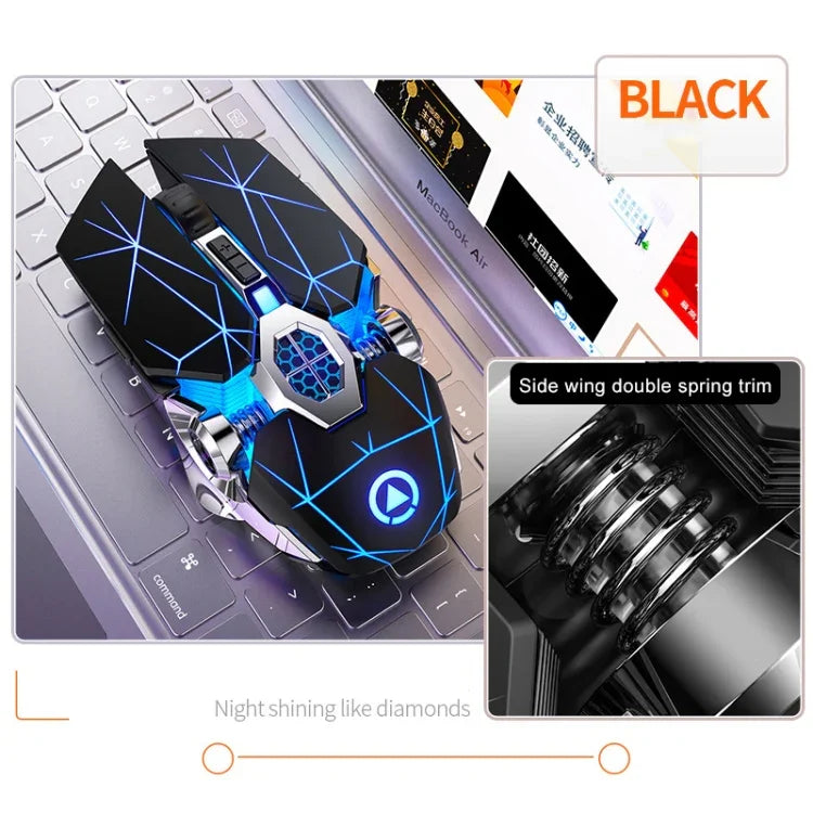 เมาส์เกมมิ่งไร้สายชาร์จได้ YINDIAO A7 2.4GHz 1600DPI ปรับได้ 3 โหมด 7 ปุ่ม ไฟ RGB แบบเงียบ