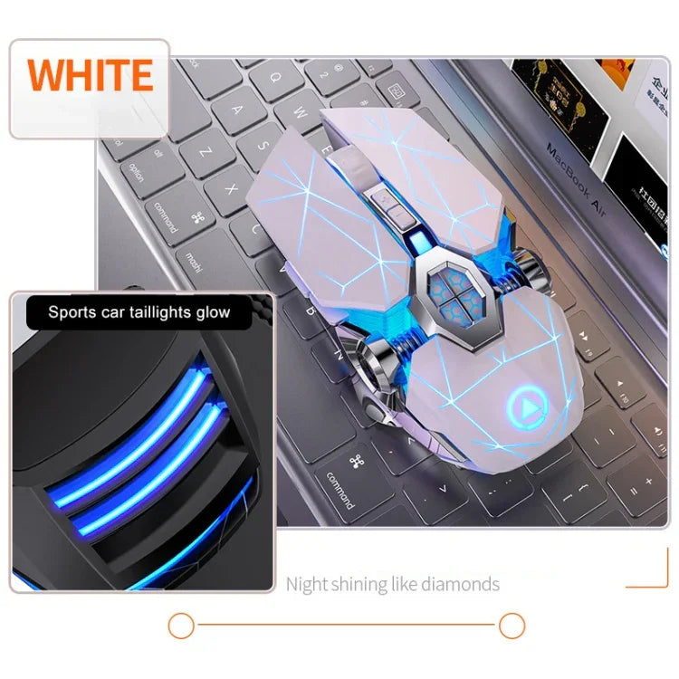 เมาส์เกมมิ่งไร้สายชาร์จได้ YINDIAO A7 2.4GHz 1600DPI ปรับได้ 3 โหมด 7 ปุ่ม ไฟ RGB แบบเงียบ