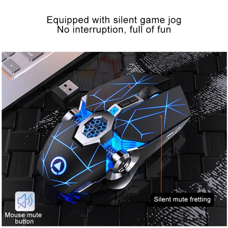 เมาส์เกมมิ่งไร้สายชาร์จได้ YINDIAO A7 2.4GHz 1600DPI ปรับได้ 3 โหมด 7 ปุ่ม ไฟ RGB แบบเงียบ