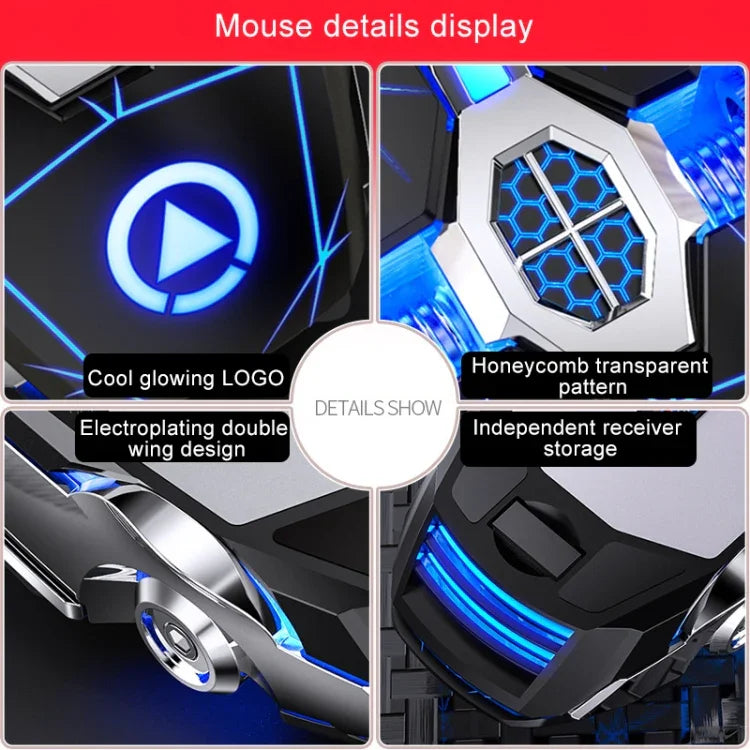 เมาส์เกมมิ่งไร้สายชาร์จได้ YINDIAO A7 2.4GHz 1600DPI ปรับได้ 3 โหมด 7 ปุ่ม ไฟ RGB แบบเงียบ