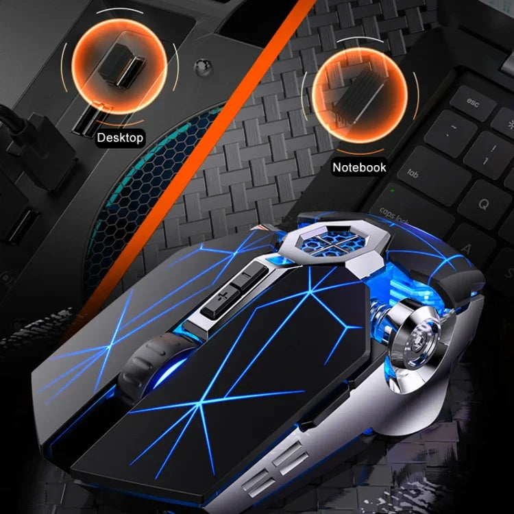 เมาส์เกมมิ่งไร้สายชาร์จได้ YINDIAO A7 2.4GHz 1600DPI ปรับได้ 3 โหมด 7 ปุ่ม ไฟ RGB แบบเงียบ