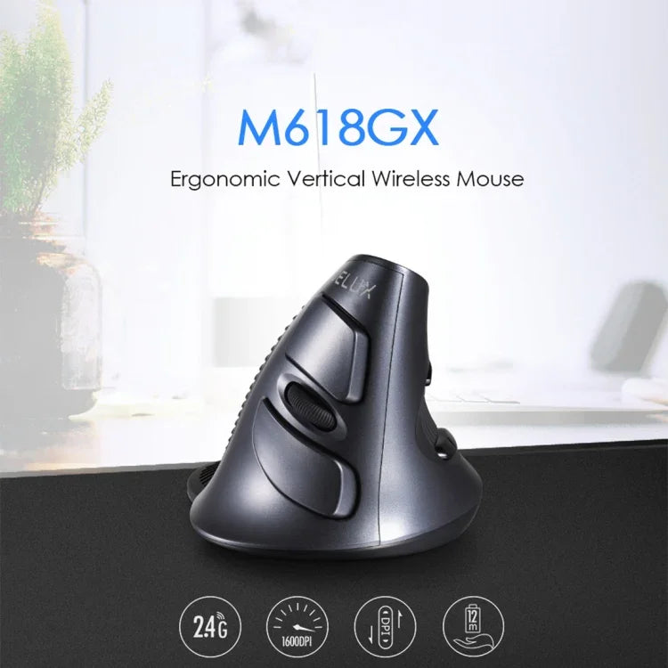 เมาส์แนวตั้งไร้สาย DELUX M618GX 1600DPI แบบออปติคอล ดีไซน์ตามหลักสรีรศาสตร์