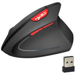 เมาส์แนวตั้งไร้สาย HXSJ T24 6 ปุ่ม 2400 DPI 2.4G พร้อมตัวรับ USB สีดำ สีเทา