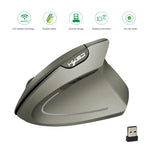 เมาส์แนวตั้งไร้สาย HXSJ T24 6 ปุ่ม 2400 DPI 2.4G พร้อมตัวรับ USB สีดำ สีเทา