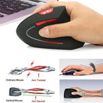 เมาส์แนวตั้งไร้สาย HXSJ T24 6 ปุ่ม 2400 DPI 2.4G พร้อมตัวรับ USB สีดำ สีเทา