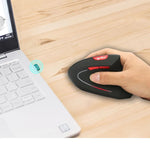 เมาส์แนวตั้งไร้สาย HXSJ T24 6 ปุ่ม 2400 DPI 2.4G พร้อมตัวรับ USB สีดำ สีเทา