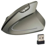 เมาส์แนวตั้งไร้สาย HXSJ T24 6 ปุ่ม 2400 DPI 2.4G พร้อมตัวรับ USB สีดำ สีเทา