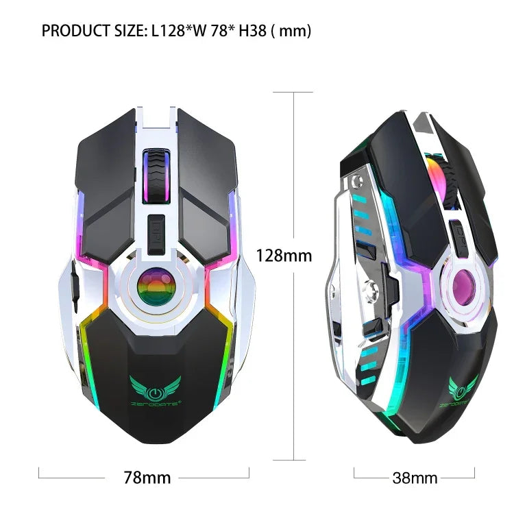 เมาส์ออปติคอลไร้สาย ZERODATE T30 2.4GHz 2400DPI ปรับได้ 3 ระดับ ไฟ RGB สีขาว