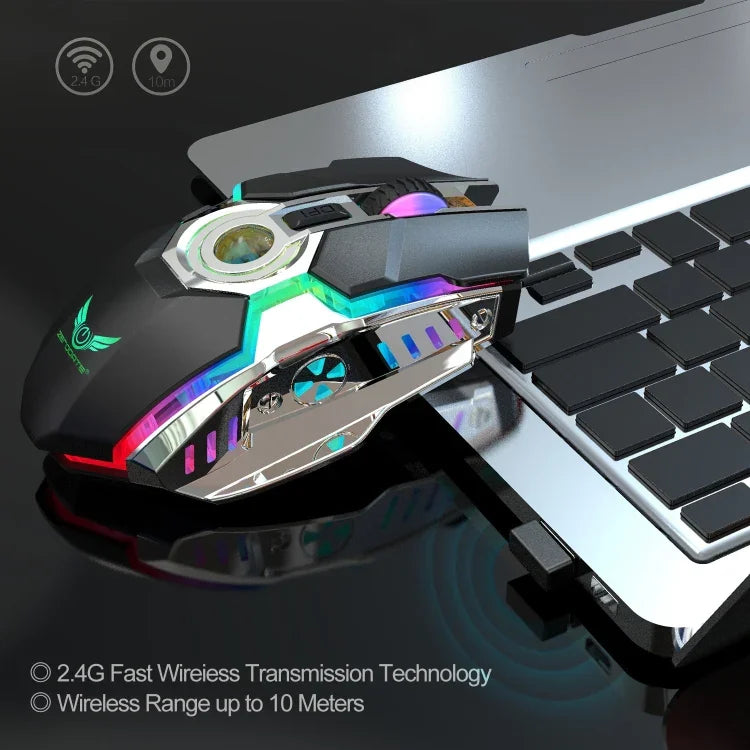 เมาส์ออปติคอลไร้สาย ZERODATE T30 2.4GHz 2400DPI ปรับได้ 3 ระดับ ไฟ RGB สีขาว