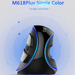 เมาส์ออปติคอลมีสาย DELUX M618 Plus รุ่นสีน้ำเงิน แนวตั้ง ดีไซน์ตามหลักสรีรศาสตร์ 1600DPI