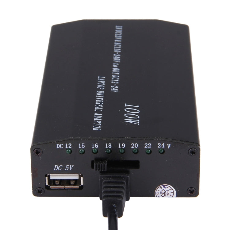 ที่ชาร์จโน้ตบุ๊ก 100W แบบสากล พร้อมที่ชาร์จในรถยนต์ อะแดปเตอร์ไฟ AC และอะแดปเตอร์ไฟ 8 ตัว พร้อมพอร์ต USB 1 ช่อง สำหรับ Samsung, Sony, Asus, Acer, IBM, HP, DELL, ปลั๊ก US