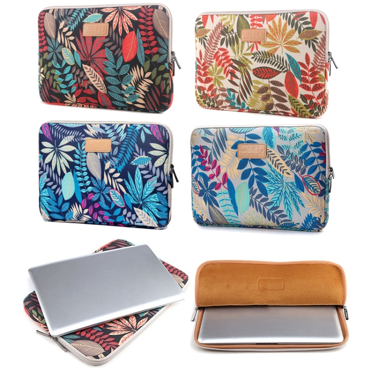 กระเป๋าซอง Lisen ขนาด 14 นิ้ว ลายใบไม้สีสันสดใส มีซิป กระเป๋าถือสำหรับ Macbook, Samsung, Lenovo, Sony, DELL Alienware, CHUWI, ASUS, HP โน้ตบุ๊ก ขนาด 14 นิ้วและต่ำกว่า, 14 นิ้ว