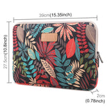 กระเป๋าซอง ลายใบไม้สีสันสดใส มีซิป กระเป๋าถือสำหรับ Macbook, Samsung, Lenovo, Sony, DELL Alienware, CHUWI, ASUS, HP โน้ตบุ๊ก ขนาด 15.6 นิ้วและต่ำกว่า, 15 นิ้ว