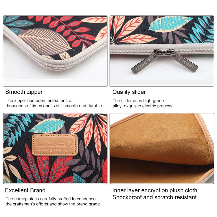 ซองใส่ Kindle ขนาด 6.0 นิ้ว ลายใบไม้สีสันสดใส พร้อมซิป กระเป๋าถือ Lisen, 6.0 นิ้ว